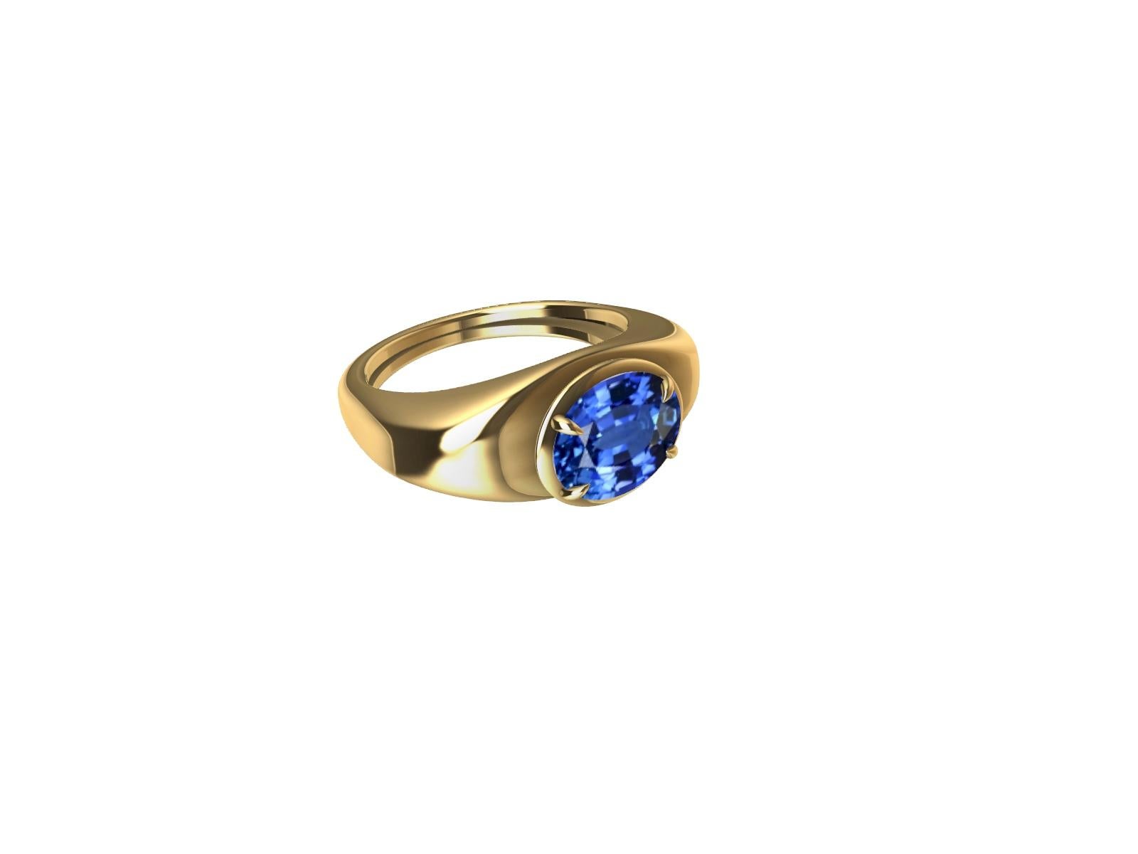 En vente :  Bague en or jaune 18 carats et saphir ovale de 2,60 carats 2