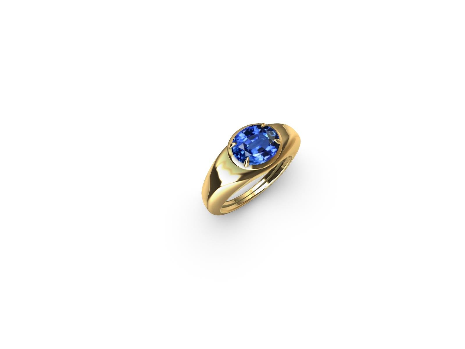 For Sale:  18 Karat Yellow Gold with 2.60 Carat Oval Sapphire Ring 5