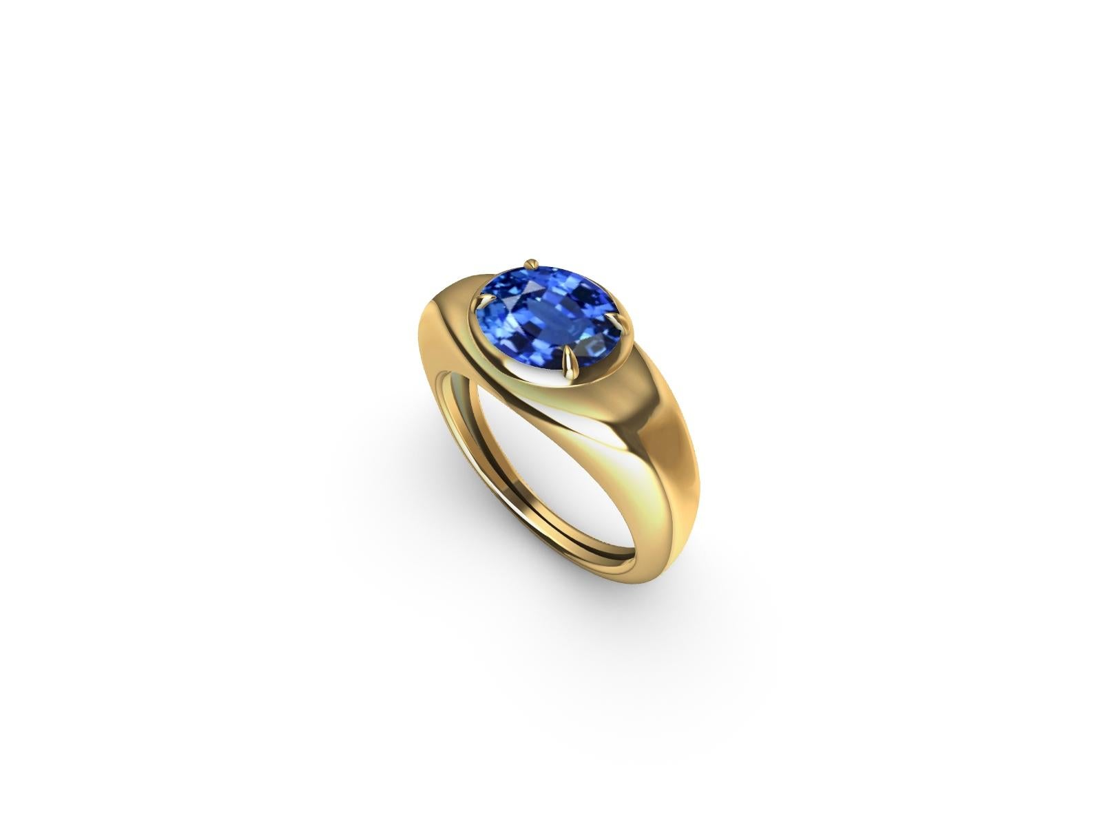 For Sale:  18 Karat Yellow Gold with 2.60 Carat Oval Sapphire Ring 6