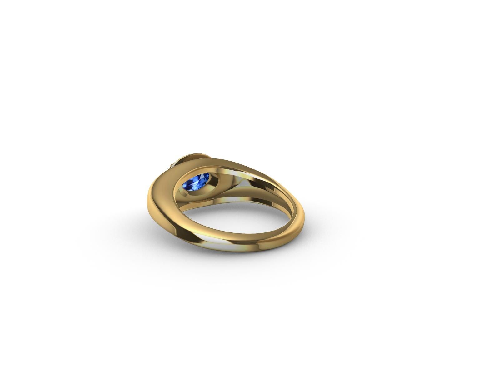 For Sale:  18 Karat Yellow Gold with 2.60 Carat Oval Sapphire Ring 7