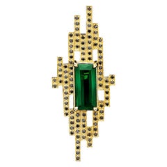 MAIKO NAGAYAMA 4.93 Carat Tourmaline and Black Diamond 18K Gold Cocktail Ring