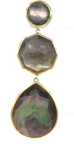 18 Karat Yellow Gold with a Carved Mother of Pear Ippolita Dangle Earrings