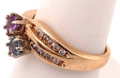 18 Karat Yellow Gold with Citrine Aquamarine and Diamond Accents Free Form Ring