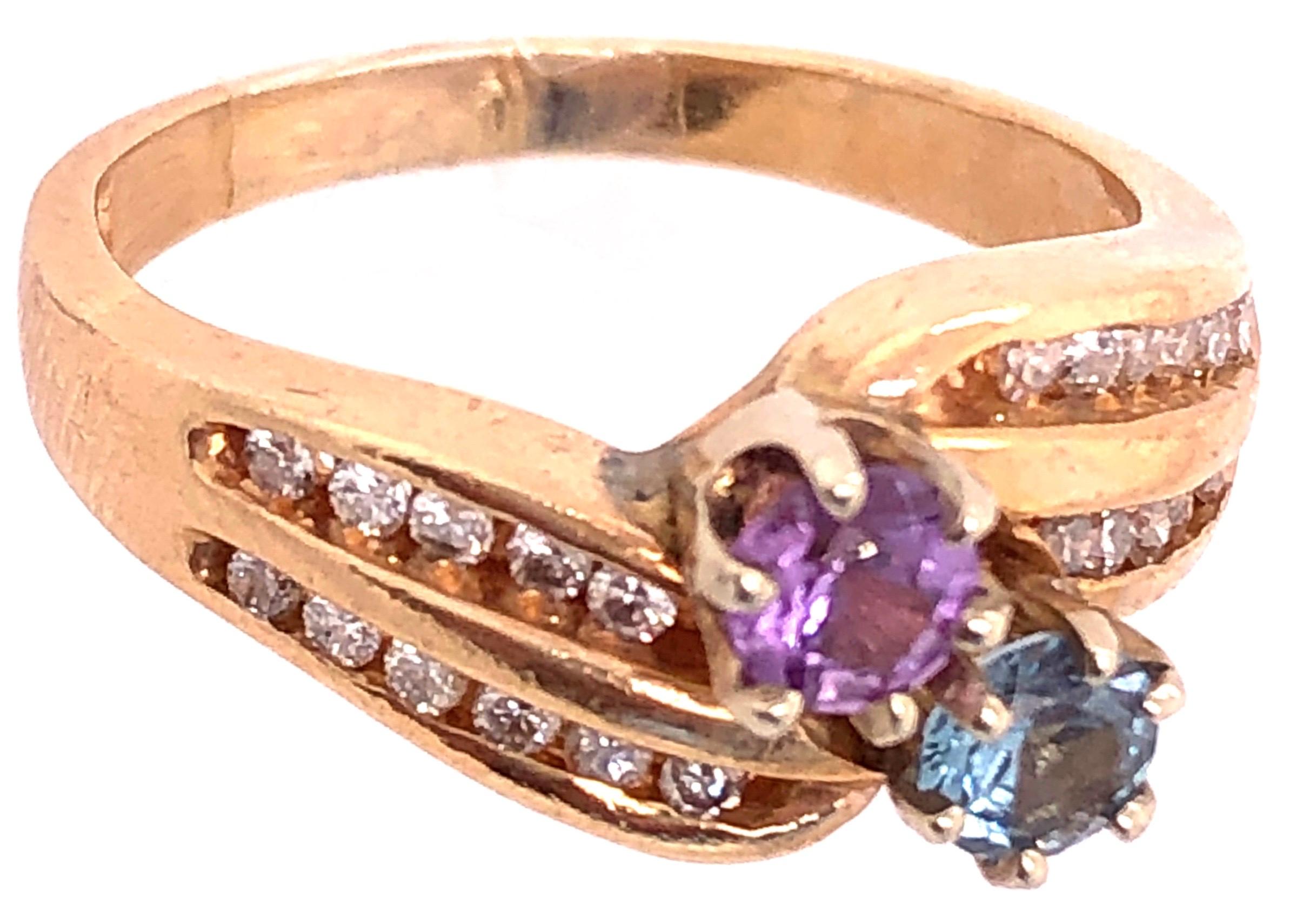 18 Karat Gelbgold Ring in Freiform mit Citrin Aquamarin und Diamant-Akzenten (Moderne) im Angebot
