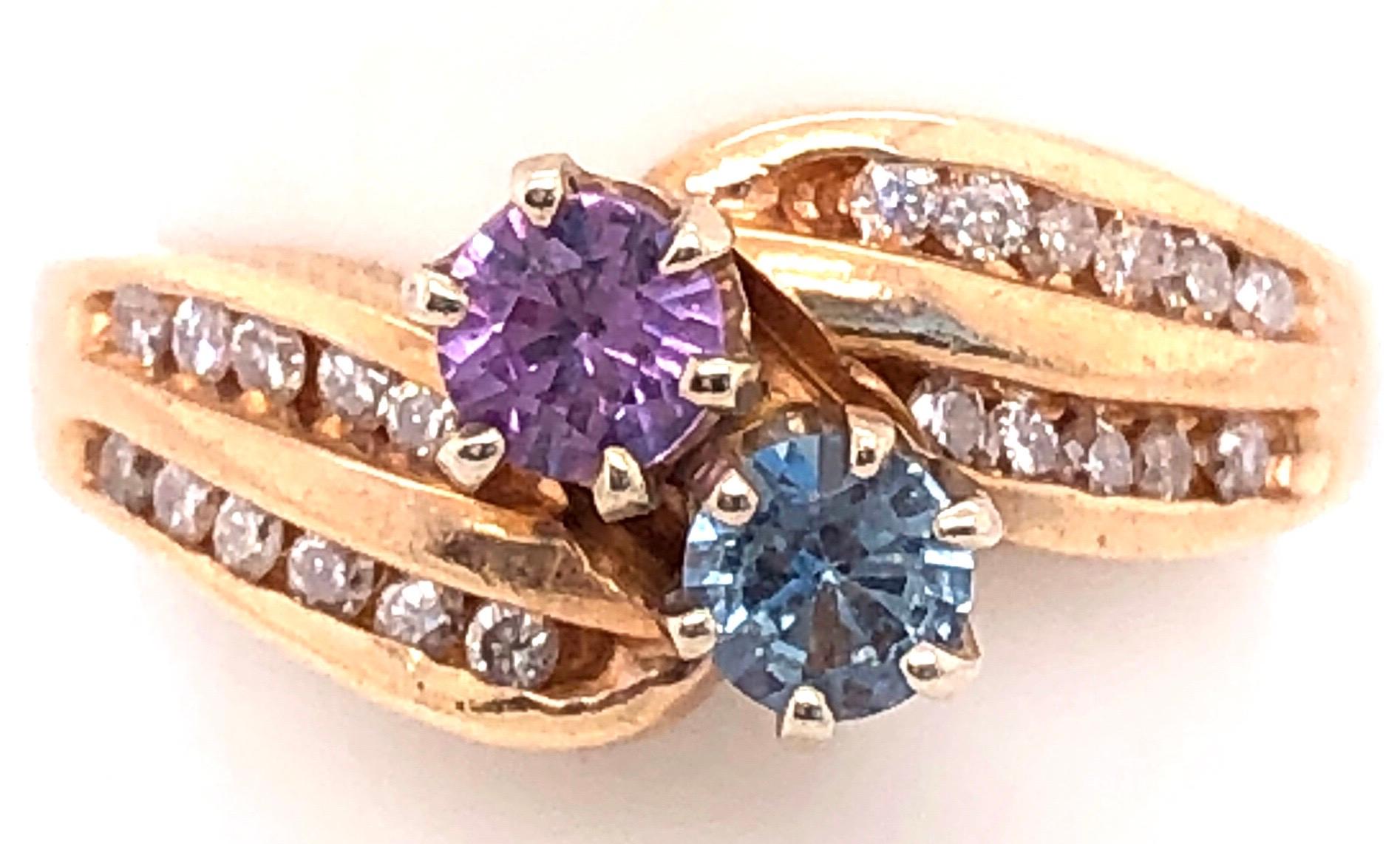 18 Karat Gelbgold Ring in Freiform mit Citrin Aquamarin und Diamant-Akzenten im Zustand „Gut“ im Angebot in Stamford, CT