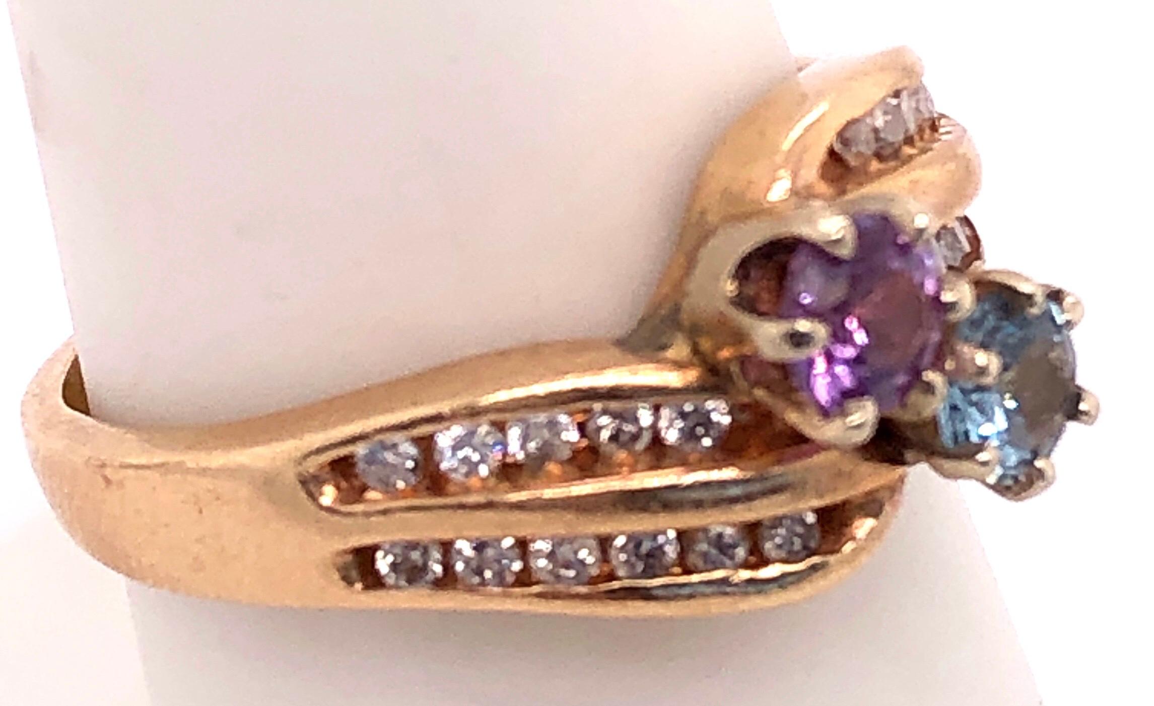 18 Karat Gelbgold Ring in Freiform mit Citrin Aquamarin und Diamant-Akzenten für Damen oder Herren im Angebot