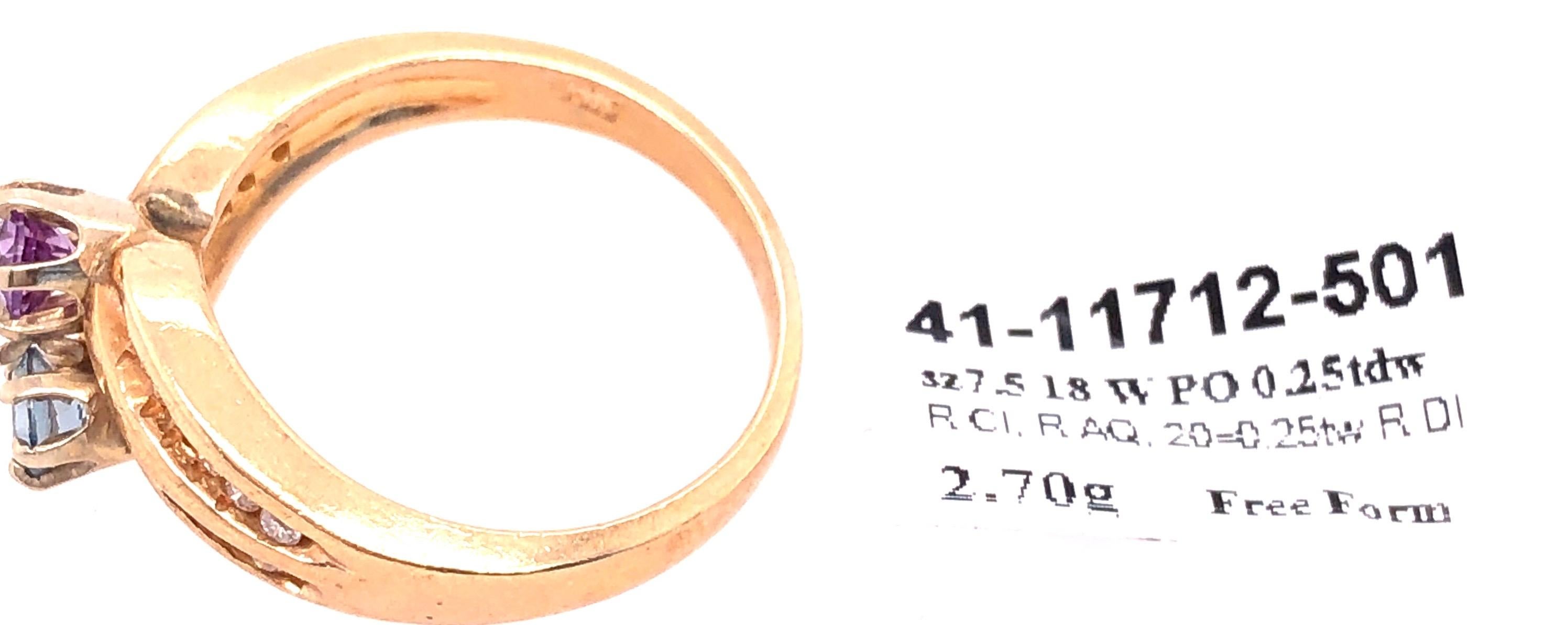 18 Karat Gelbgold Ring in Freiform mit Citrin Aquamarin und Diamant-Akzenten im Angebot 1