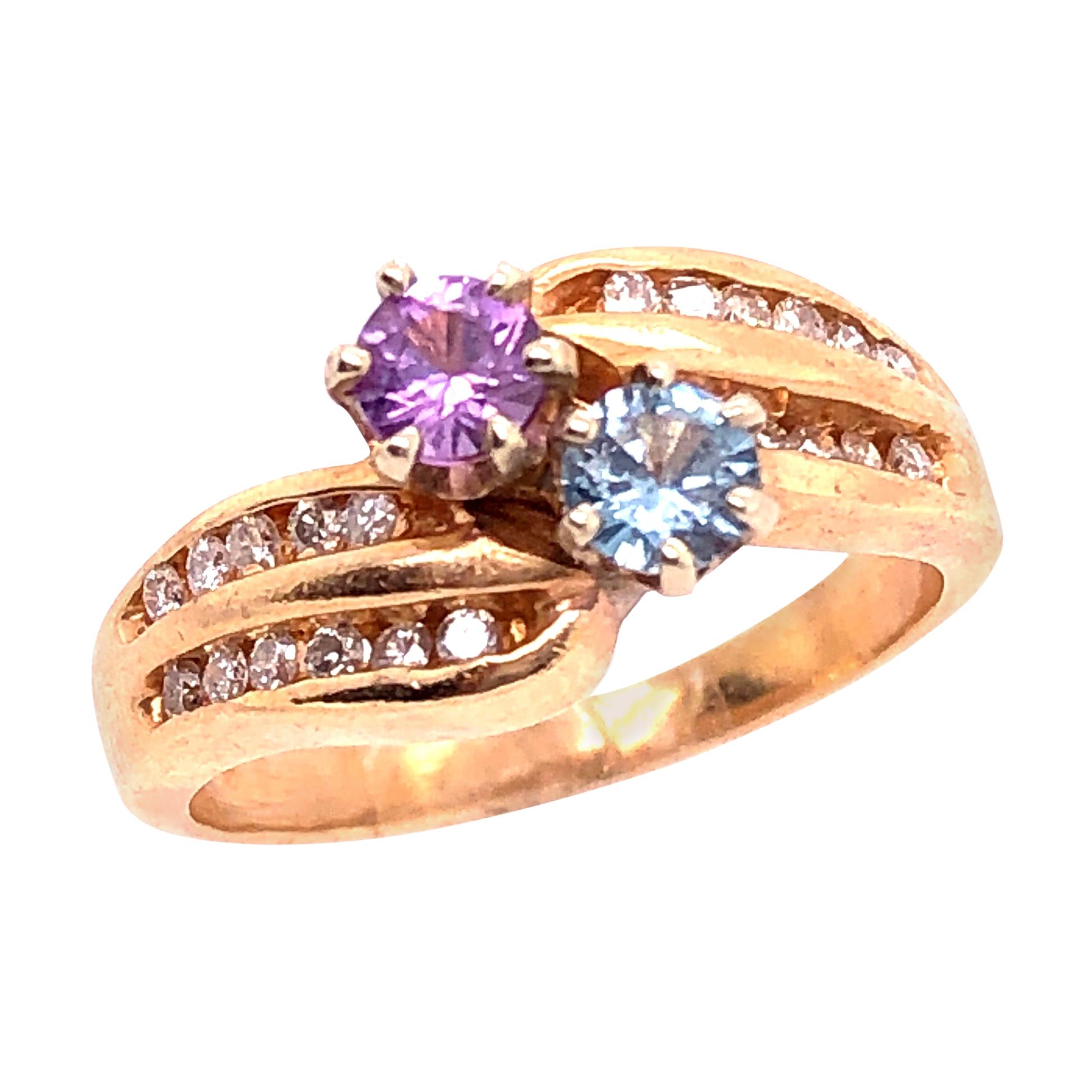 18 Karat Gelbgold Ring in Freiform mit Citrin Aquamarin und Diamant-Akzenten