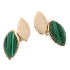 Boucles d'oreilles en or jaune 18 carats et malachite