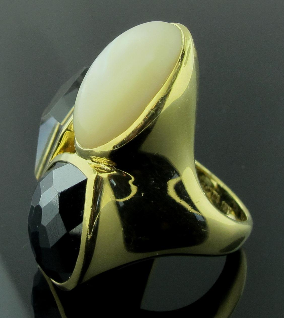 18 Karat Yellow Gold with Mother of Pearl and Onyx 
