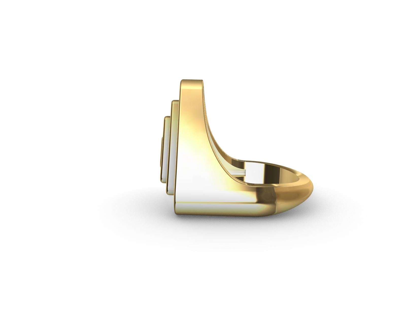18 Karat Yellow Gold with Natural Vivid Diamonds Triangle Pyramid Ring 12