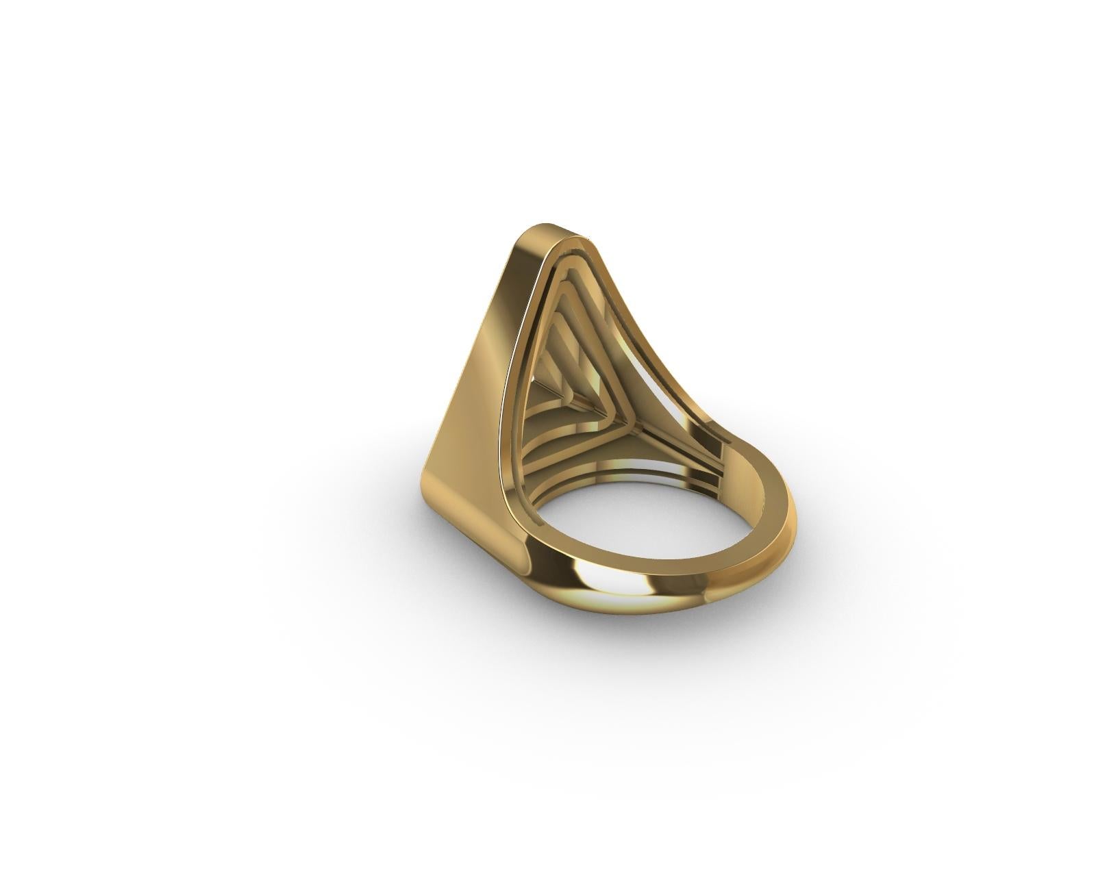 18 Karat Yellow Gold with Natural Vivid Diamonds Triangle Pyramid Ring 3
