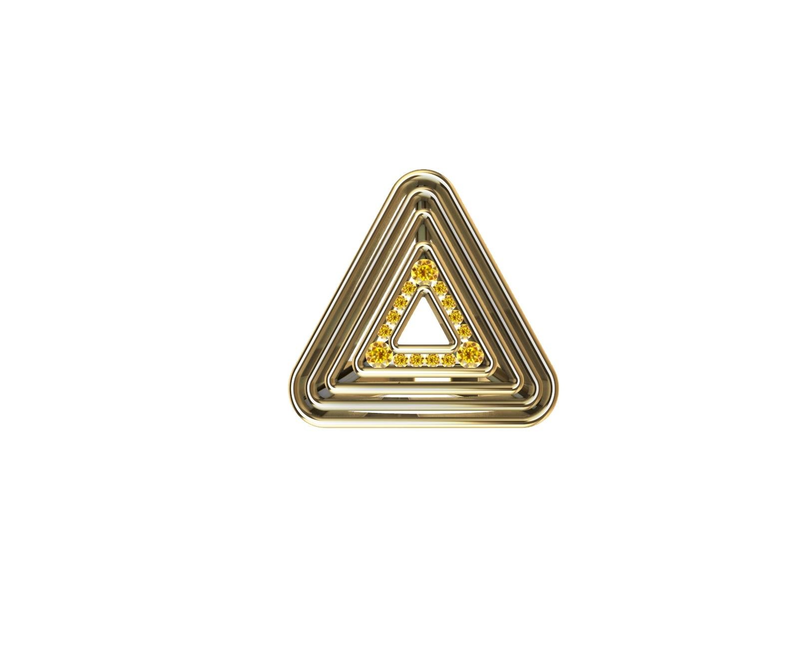 For Sale:  18 Karat Yellow Gold with Natural Vivid Diamonds Triangle Pyramid Ring 4