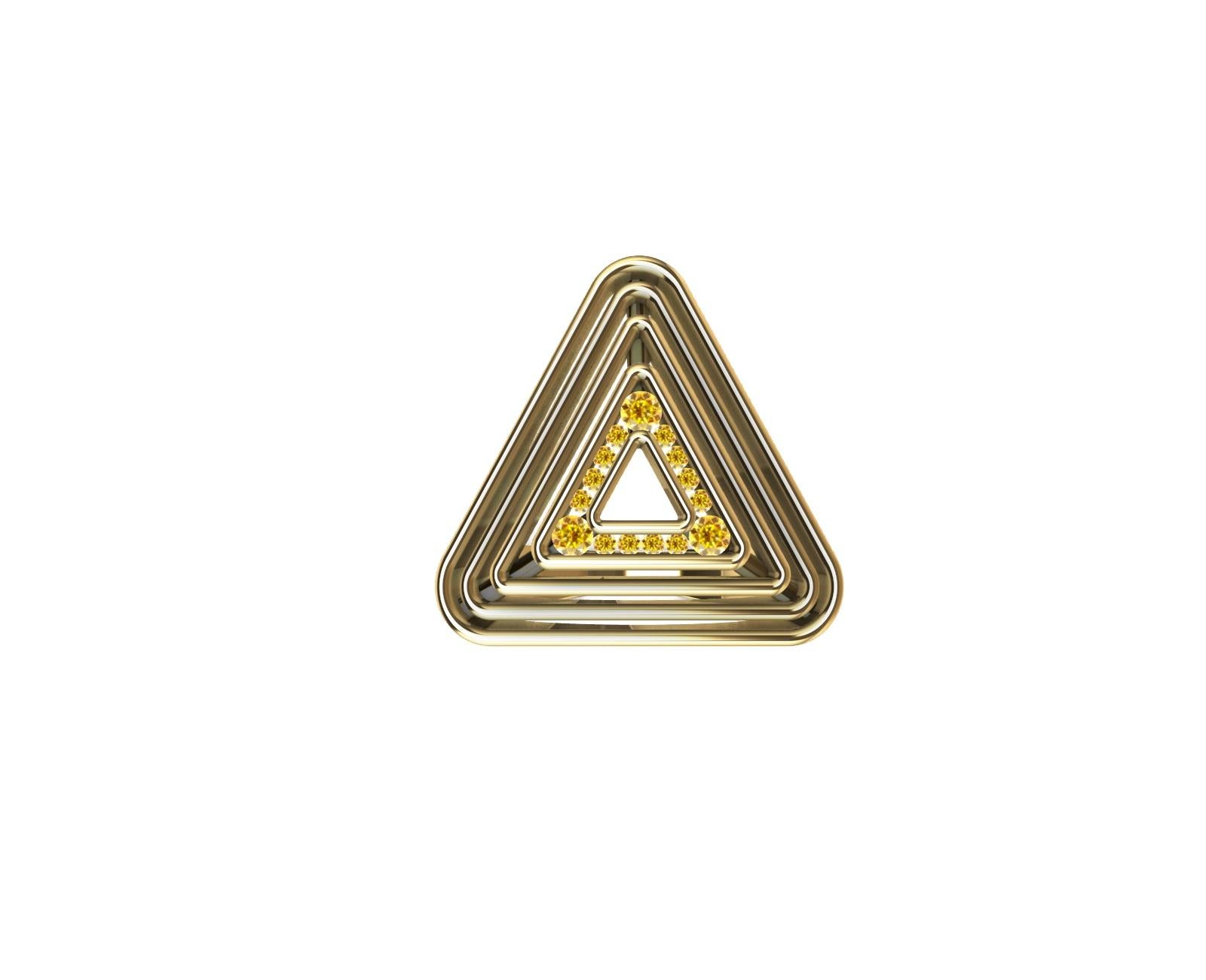 18 Karat Yellow Gold with Natural Vivid Diamonds Triangle Pyramid Ring 4
