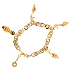 Vintage 18 Karat Yellow Gold with Pendant with Diamonds Chain Bracelet
