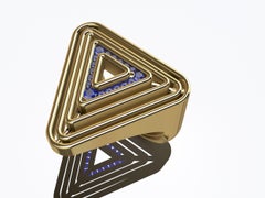 18 Karat Yellow Gold with Sapphires Soft Triangle Pyramid Ring