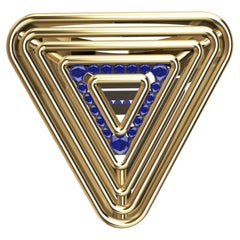 Weicher dreieckiger Pyramidenring aus 18 Karat Gelbgold mit Saphiren