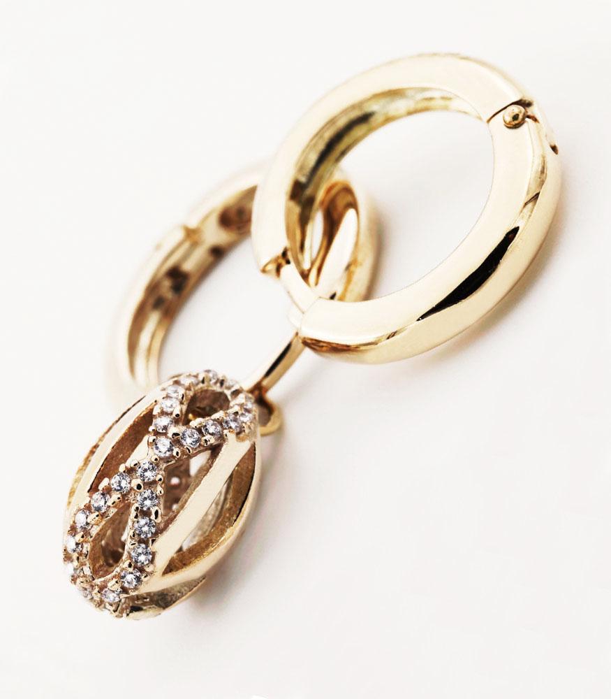Modern 18 Karat Yellow Gold with White Diamond Hoop Earrings For Sale