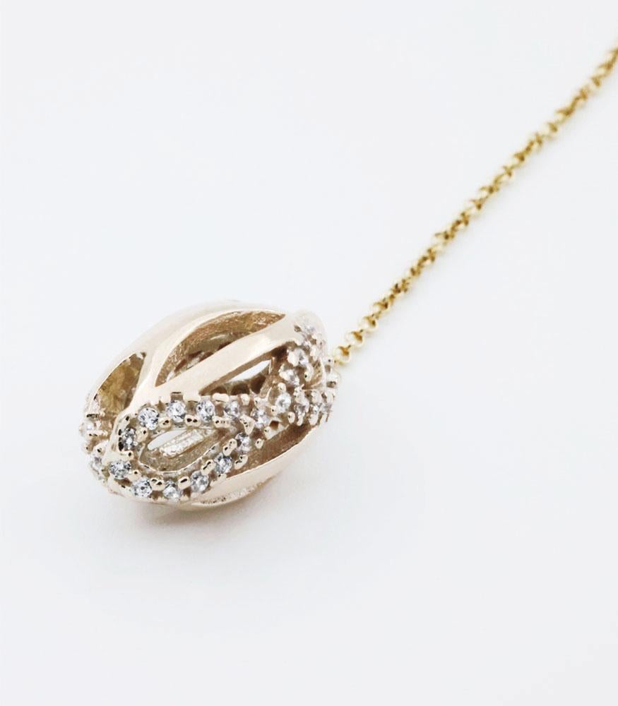 Modern 18 Karat Yellow Gold with White Diamond Single Pendant Amazing Earring For Sale