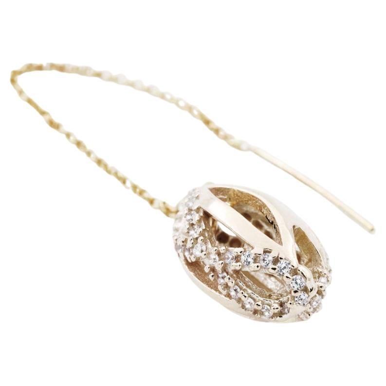 18 Karat Yellow Gold with White Diamond Single Pendant Amazing Earring For Sale
