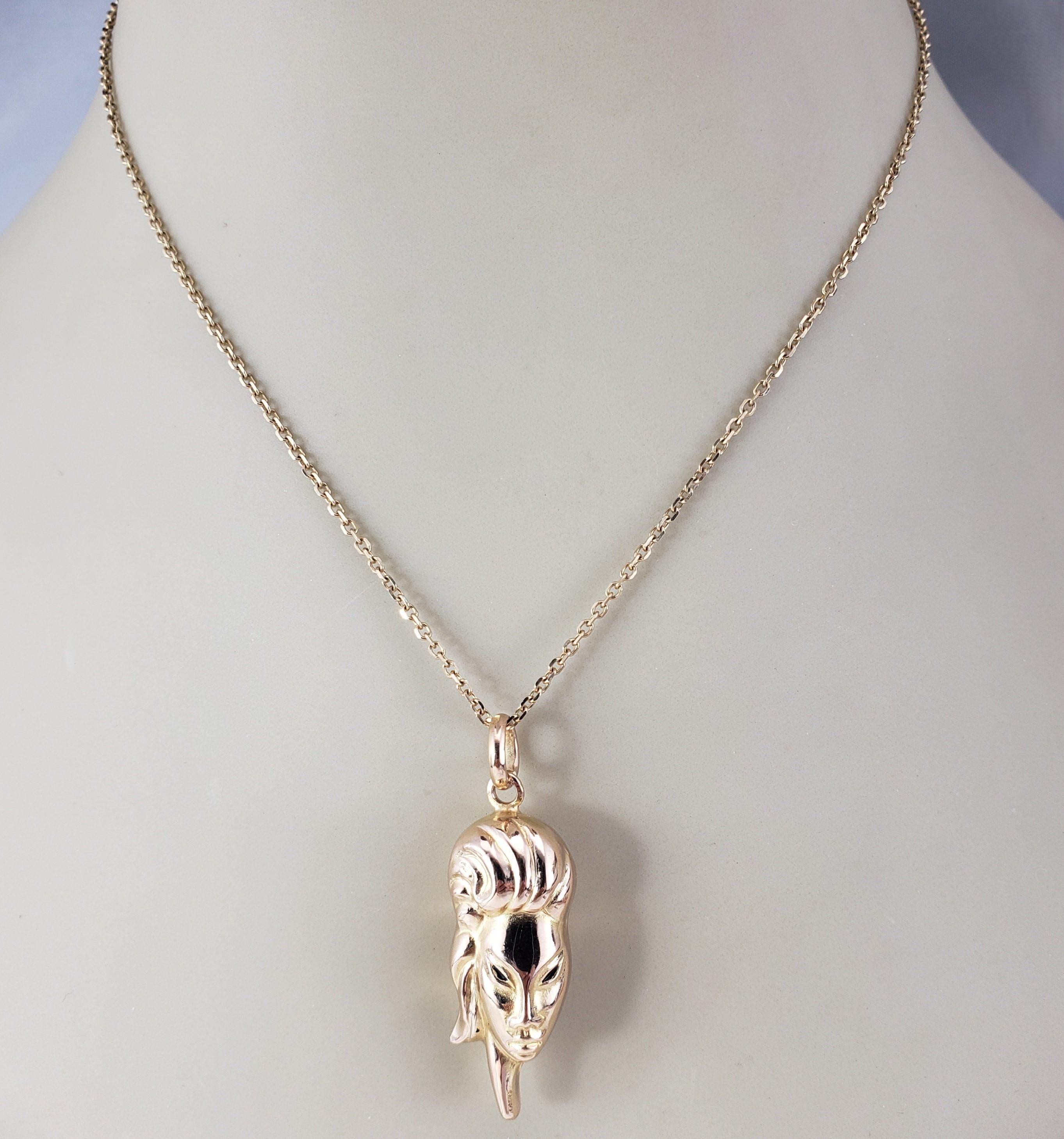 Charm/pendente a forma di testa di donna in oro giallo 18 carati #19175 in vendita 2