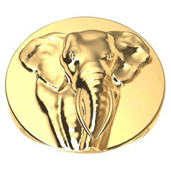 18 Karat Yellow Gold Women's Elephant 2 Tusks Signet Ring