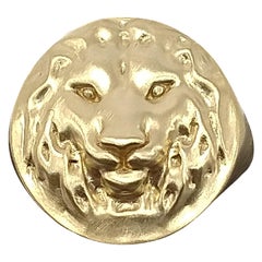18 Karat Yellow Gold Womens Leo Lion Ring