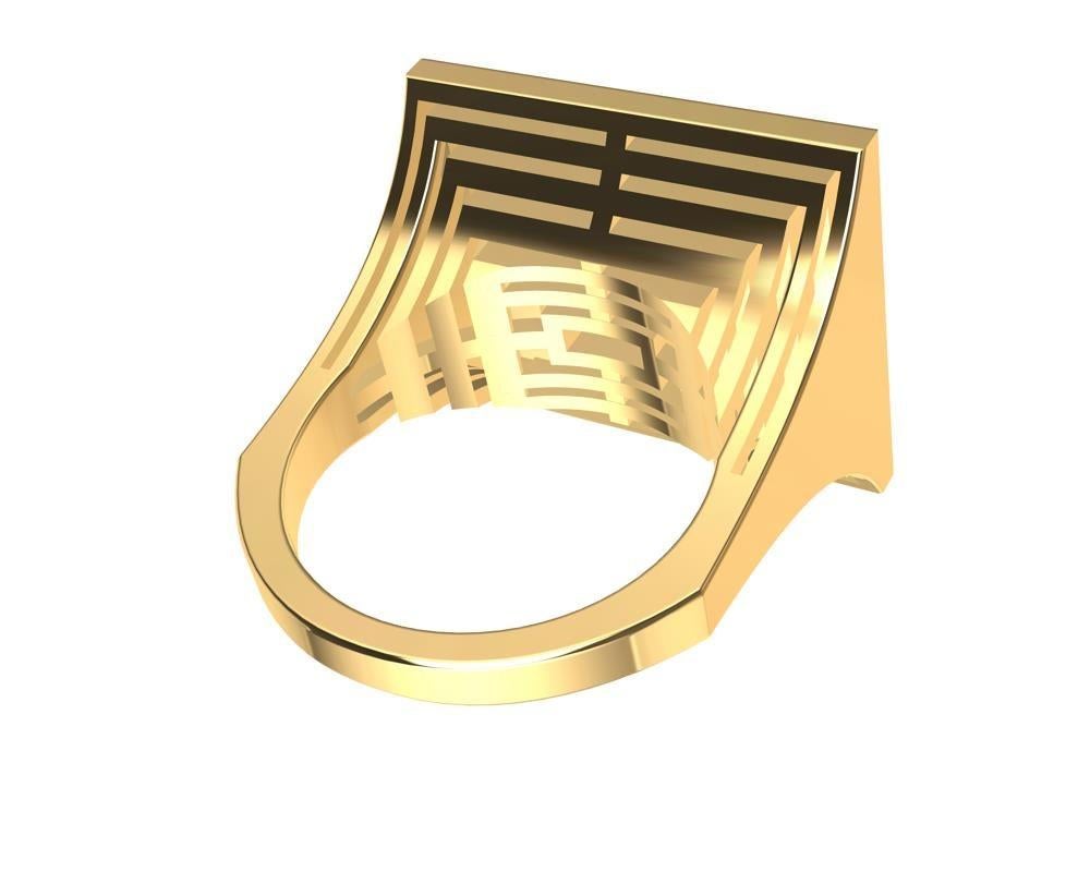 For Sale:  18 Karat Yellow Gold Rectangle Sculpture Ring 13
