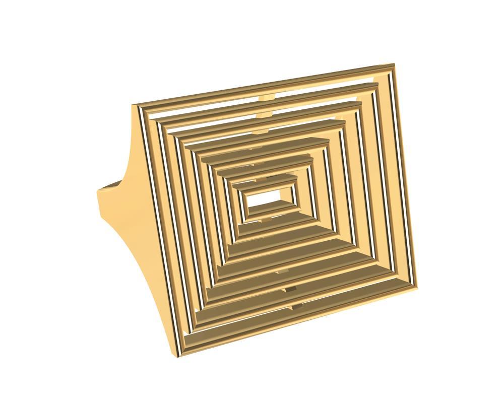 For Sale:  18 Karat Yellow Gold Rectangle Sculpture Ring 2