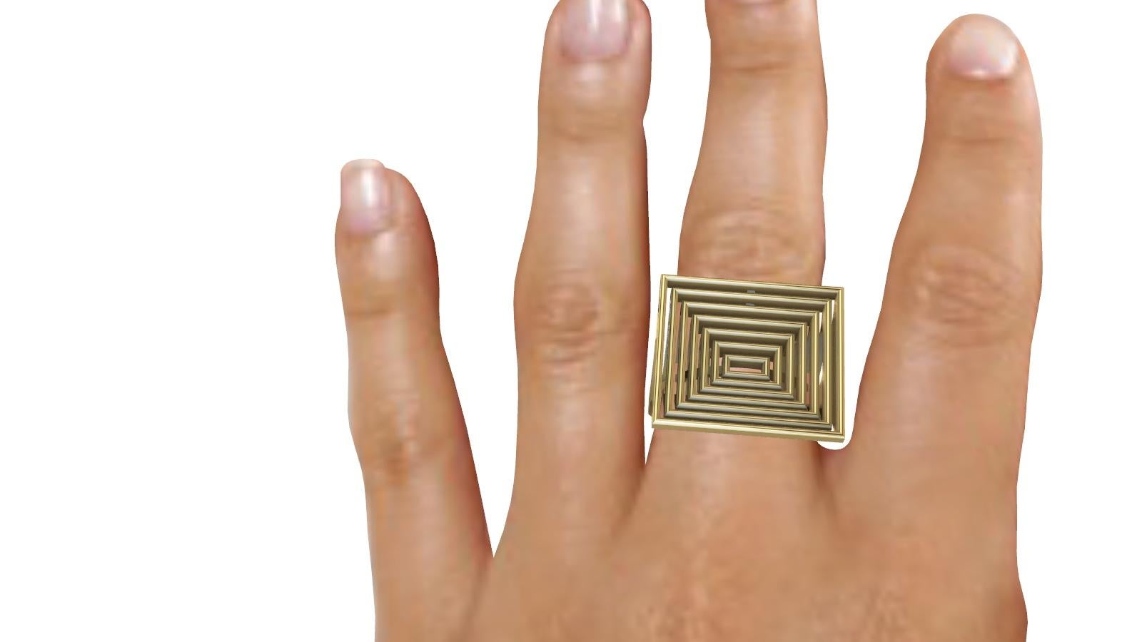 For Sale:  18 Karat Yellow Gold Women's size 8 Rectangle Rows Ring 2