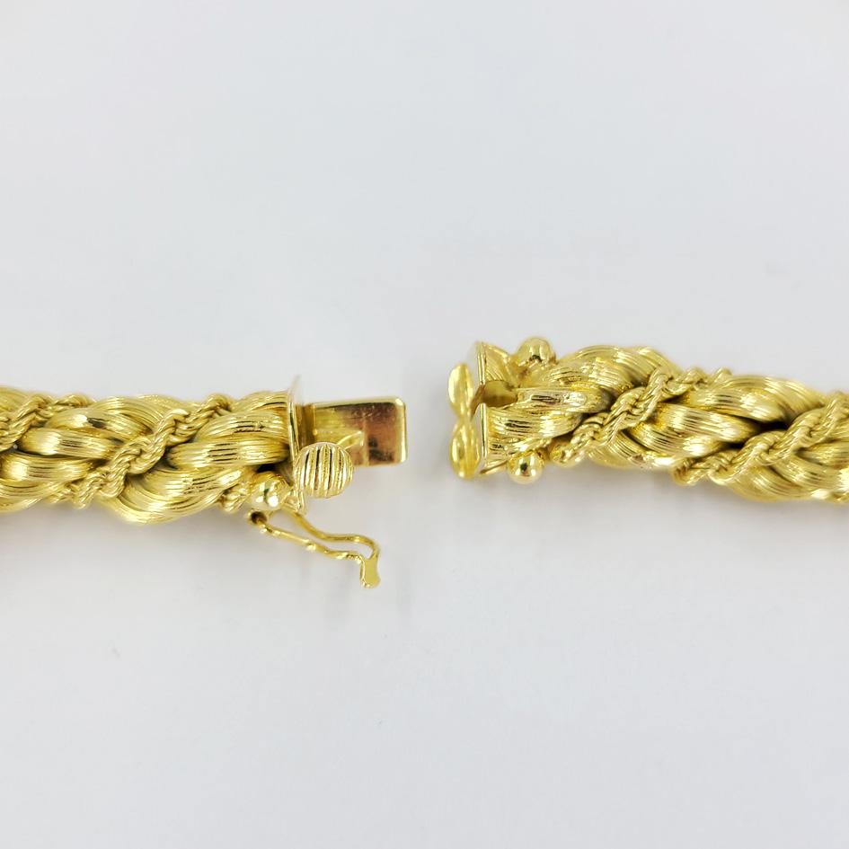 18 Karat Yellow Gold Woven Collar Chain Necklace In Good Condition In Coral Gables, FL