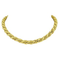 18 Karat Yellow Gold Woven Collar Chain Necklace