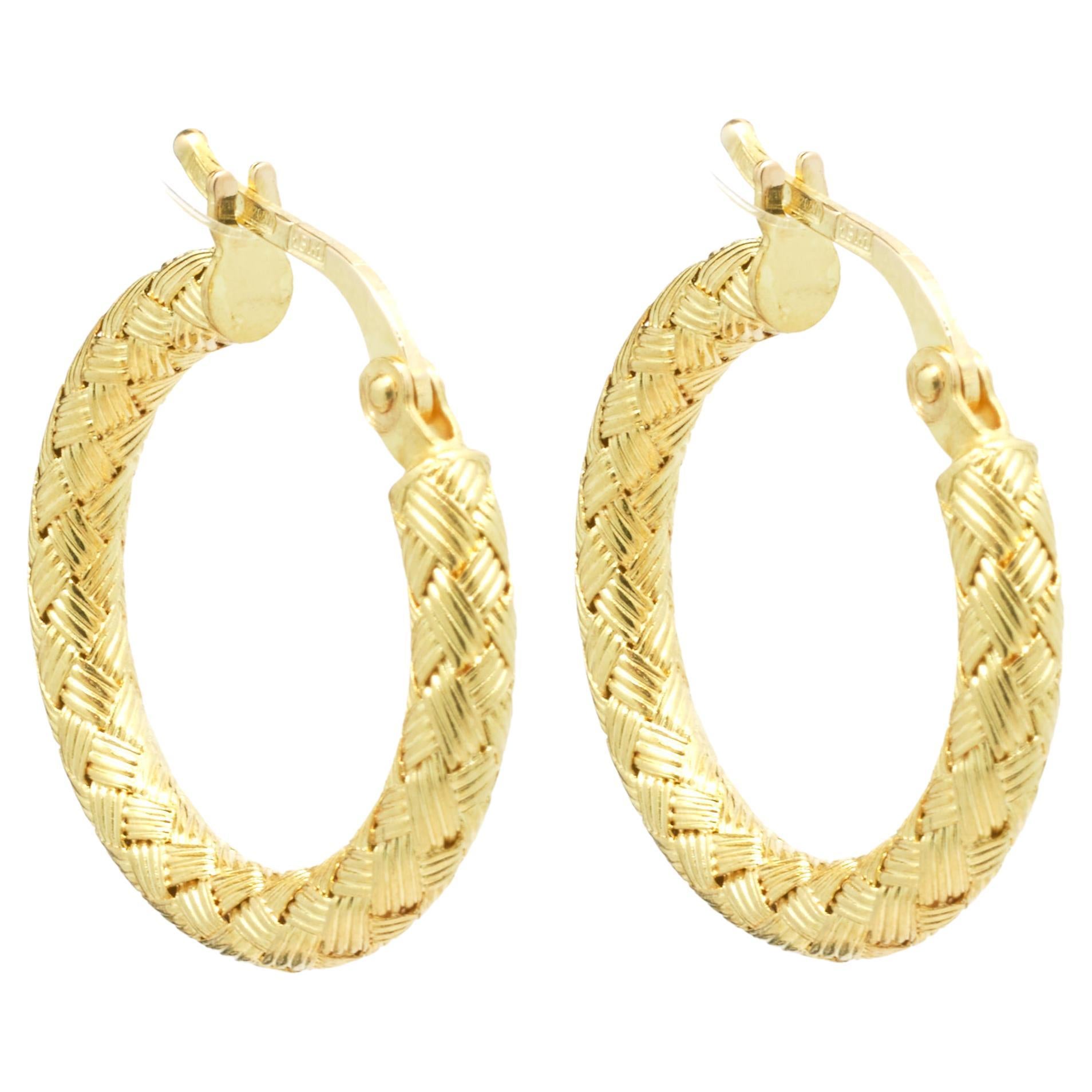 Spiral Woven Braided Gold Hoop Earrings at 1stDibs | gold braided hoop ...