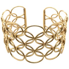 Vintage 18 Karat Yellow Gold Woven Lace Cuff Bracelet