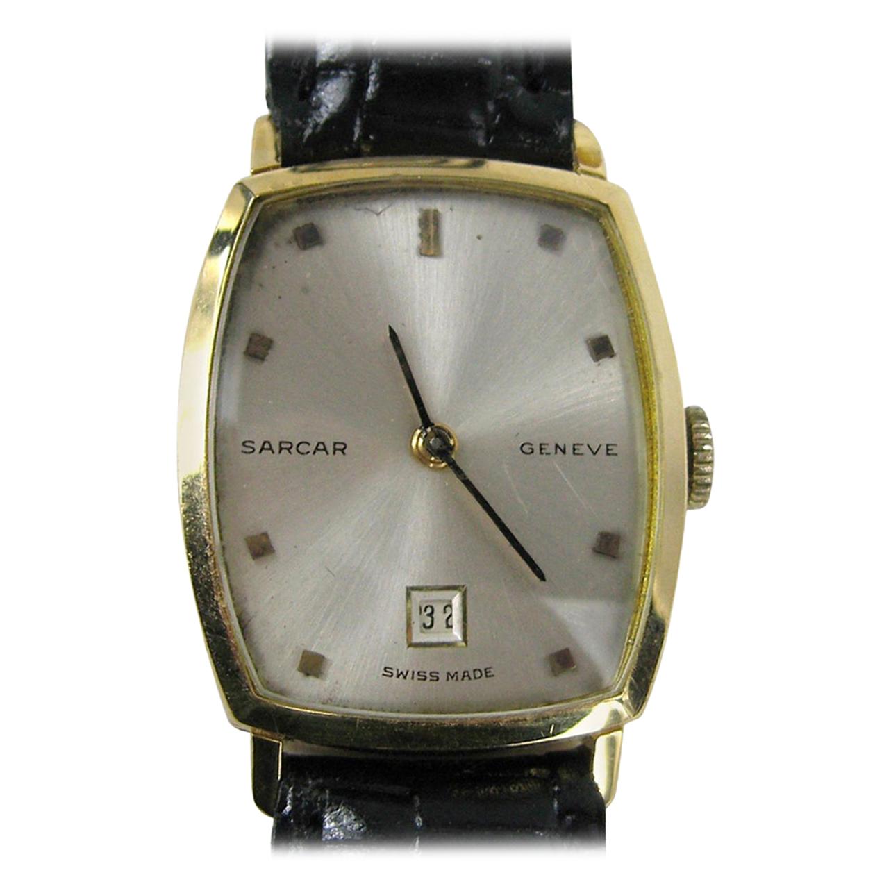 18 Karat Yellow Gold Wristwatch Sarcar Watch, 1960s