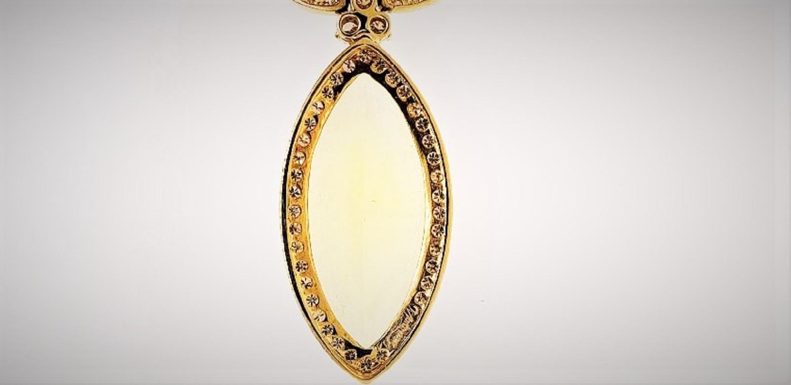 Marquise Cut 18 Karat Yellow Gold, Yellow Quartz and Diamond Necklace