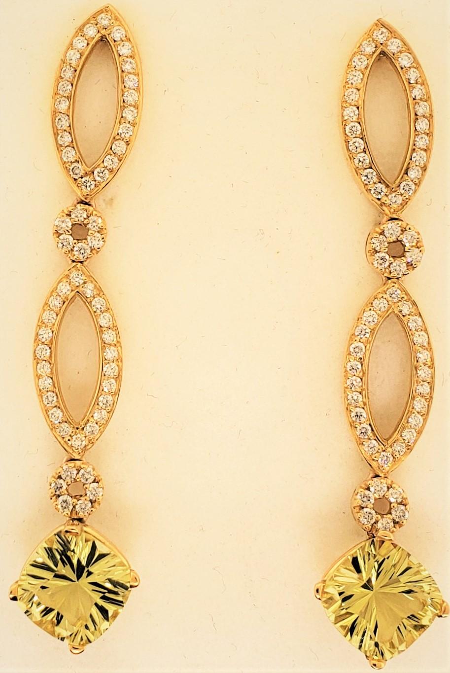 Women's 18 Karat Yellow Gold, Yellow Quartz and Diamond Necklace