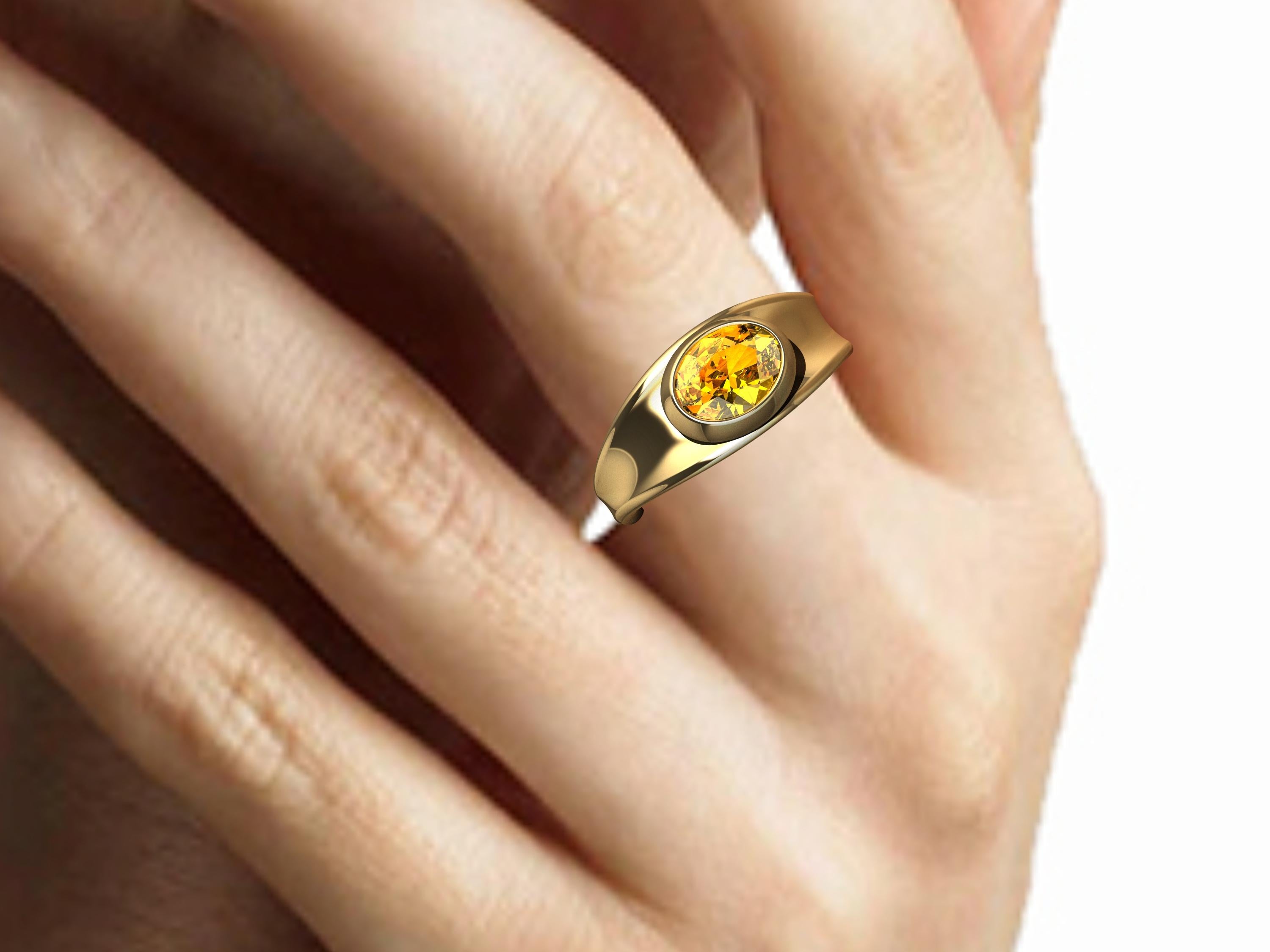 For Sale:  18 Karat Yellow Gold 1.55 Carat Yellow Sapphire Sculpture Ring 2