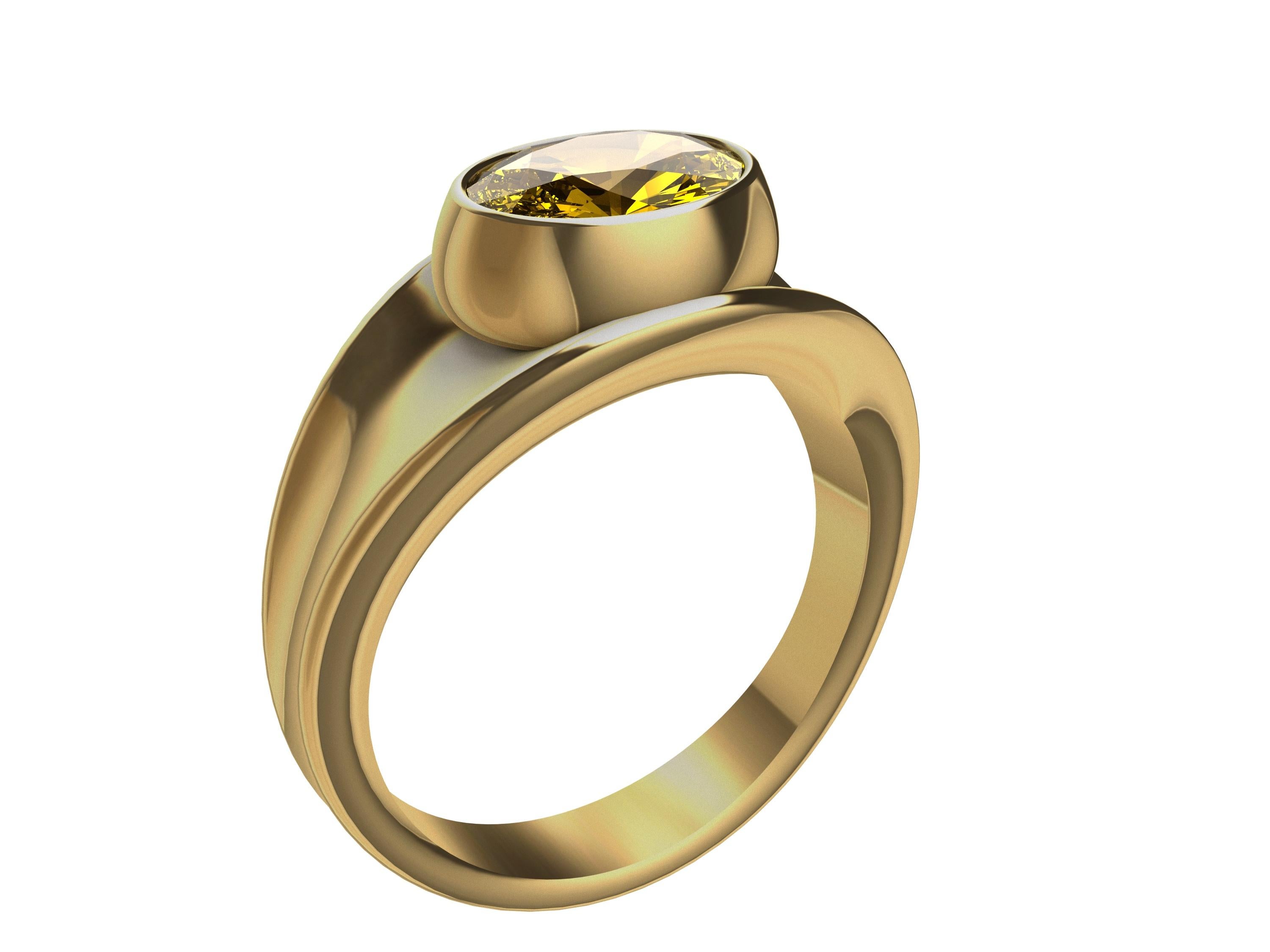 For Sale:  18 Karat Yellow Gold 1.55 Carat Yellow Sapphire Sculpture Ring 3