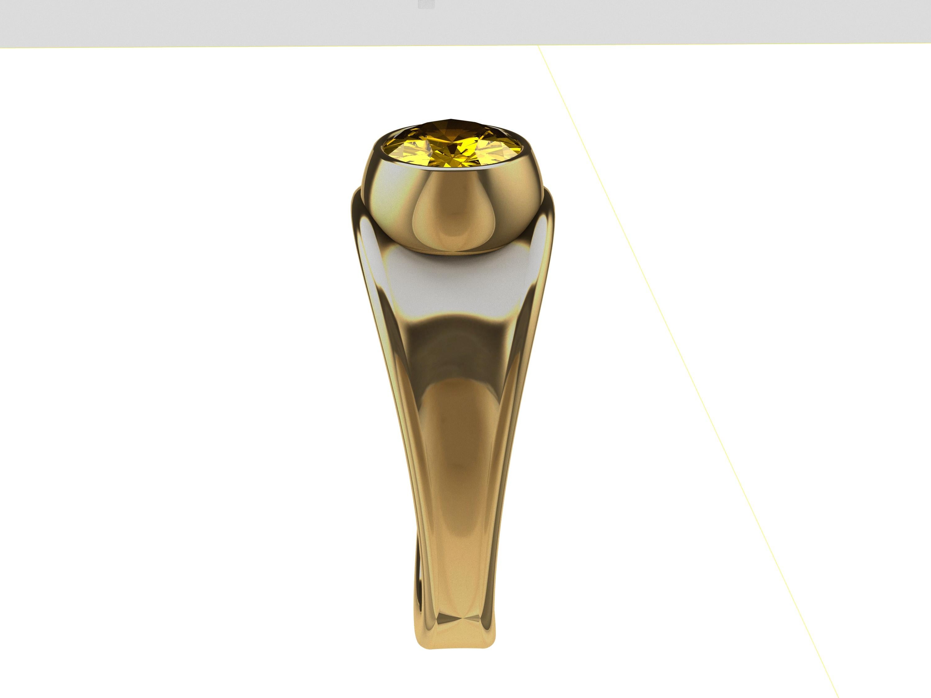 For Sale:  18 Karat Yellow Gold 1.55 Carat Yellow Sapphire Sculpture Ring 4