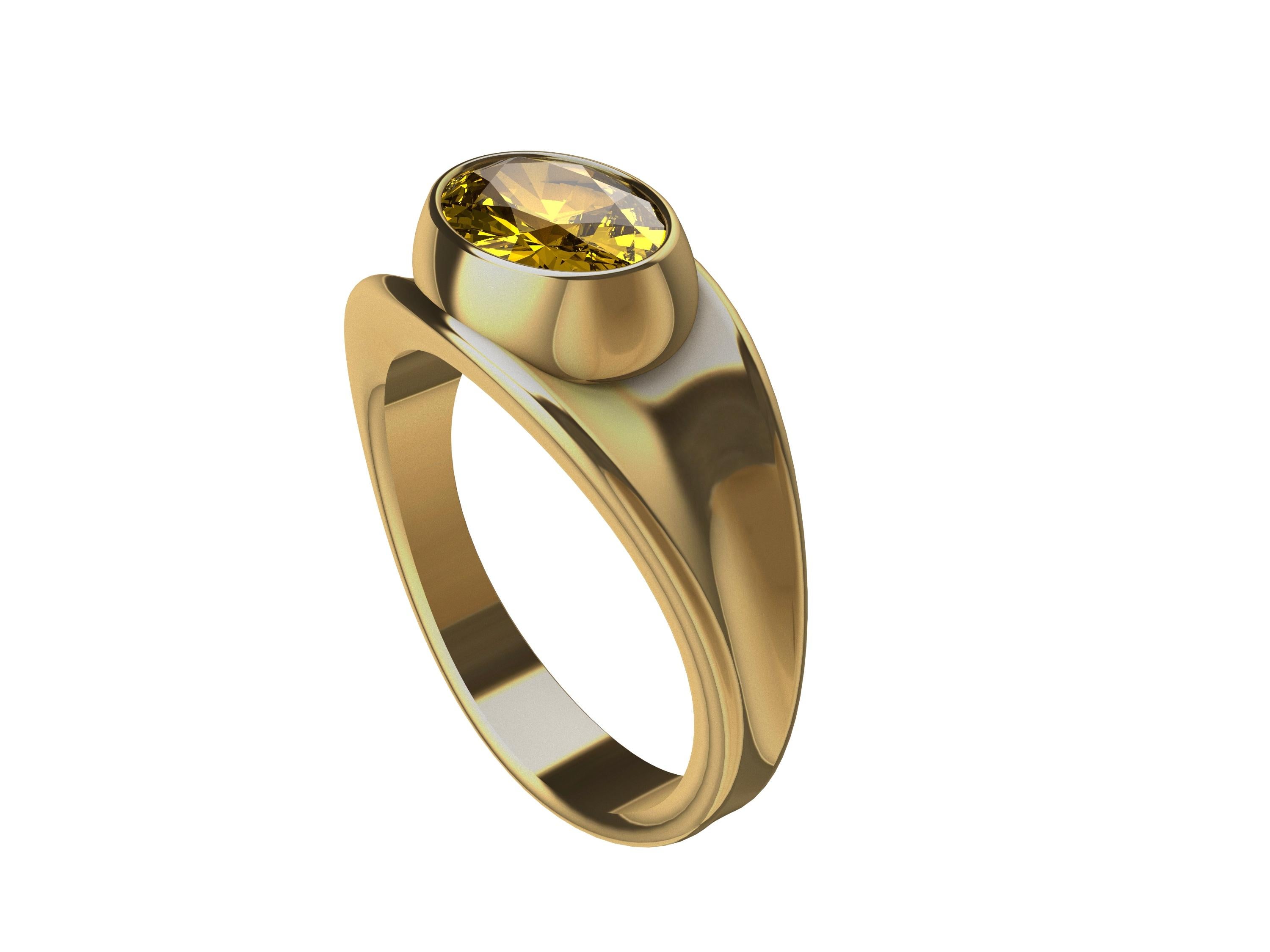 For Sale:  18 Karat Yellow Gold 1.55 Carat Yellow Sapphire Sculpture Ring 5