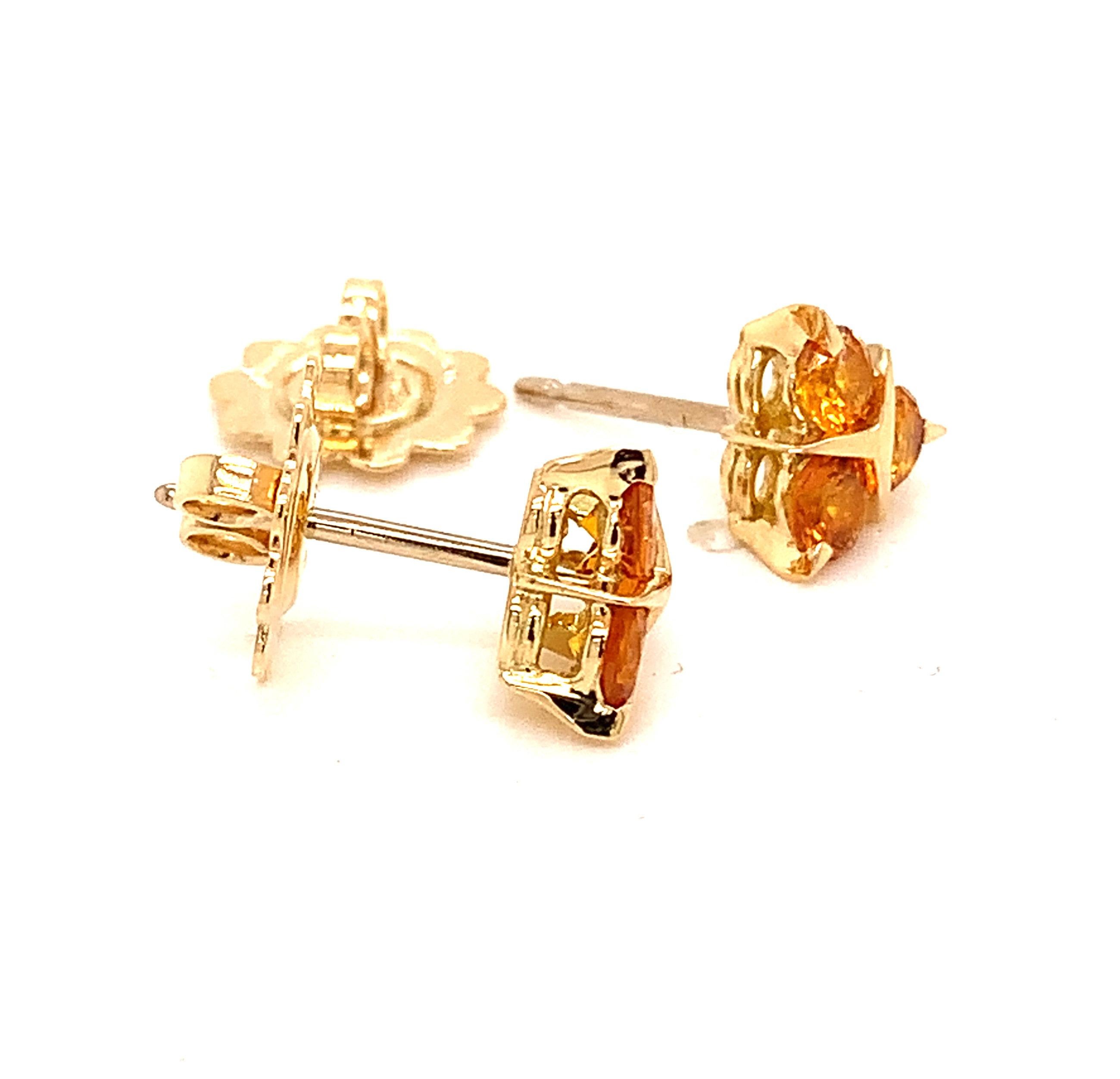 Round Cut 18 Karat Yellow Gold Yellow Sapphires Garavelli Earrings For Sale