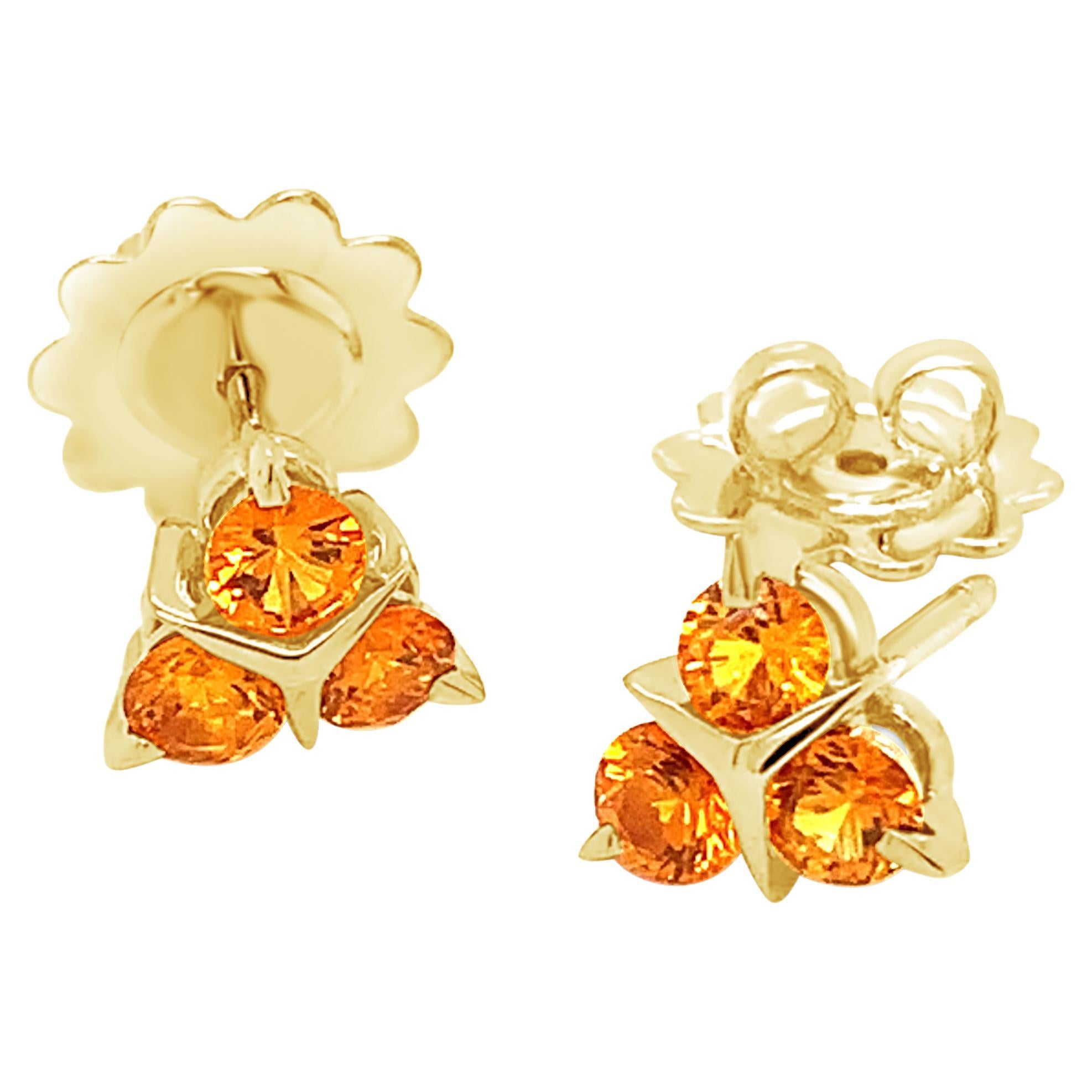 Boucles d'oreilles Garavelli en or jaune 18 carats et saphirs jaunes