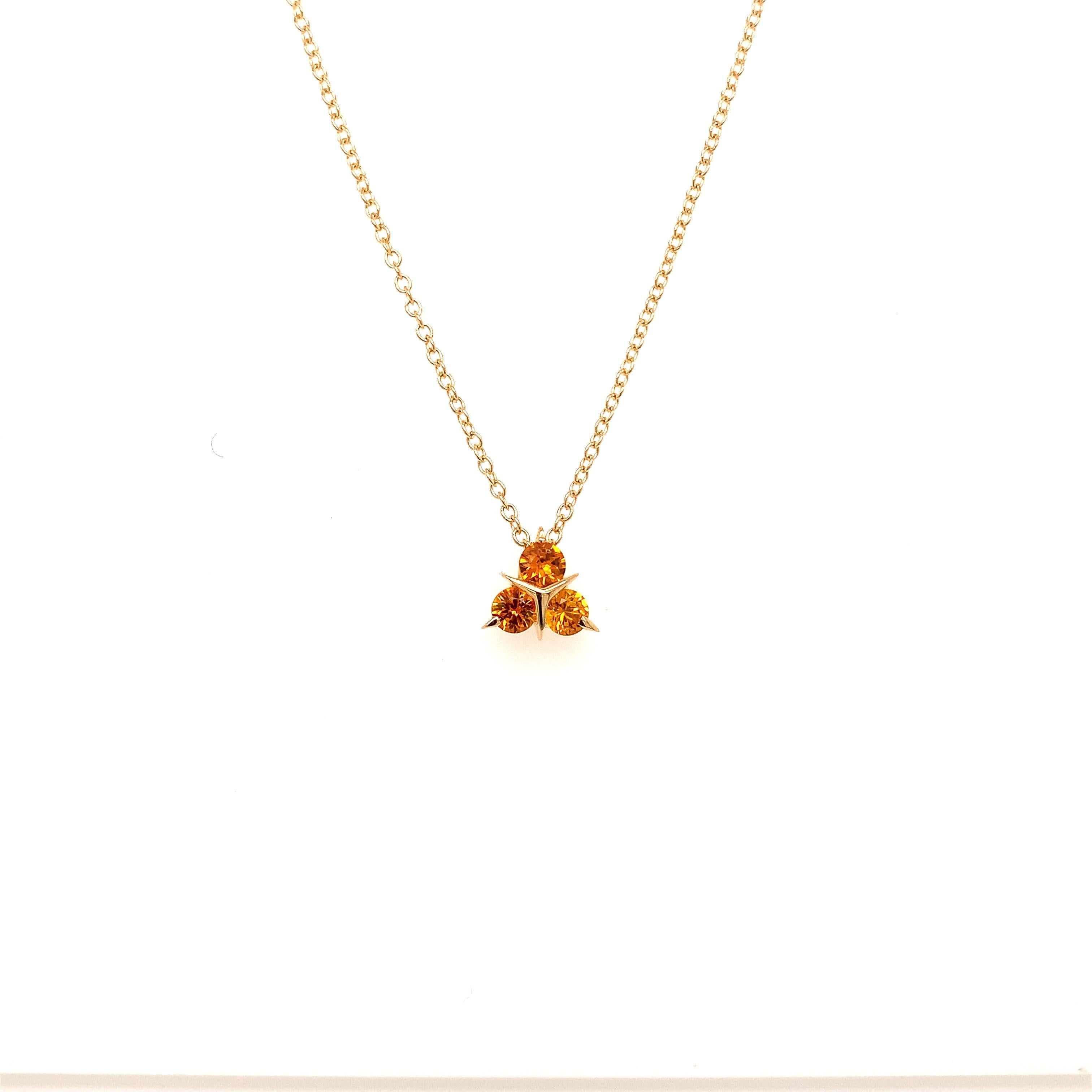 Contemporary 18 Karat Yellow Gold Yellow Sapphires Garavelli Pendant with Chain For Sale