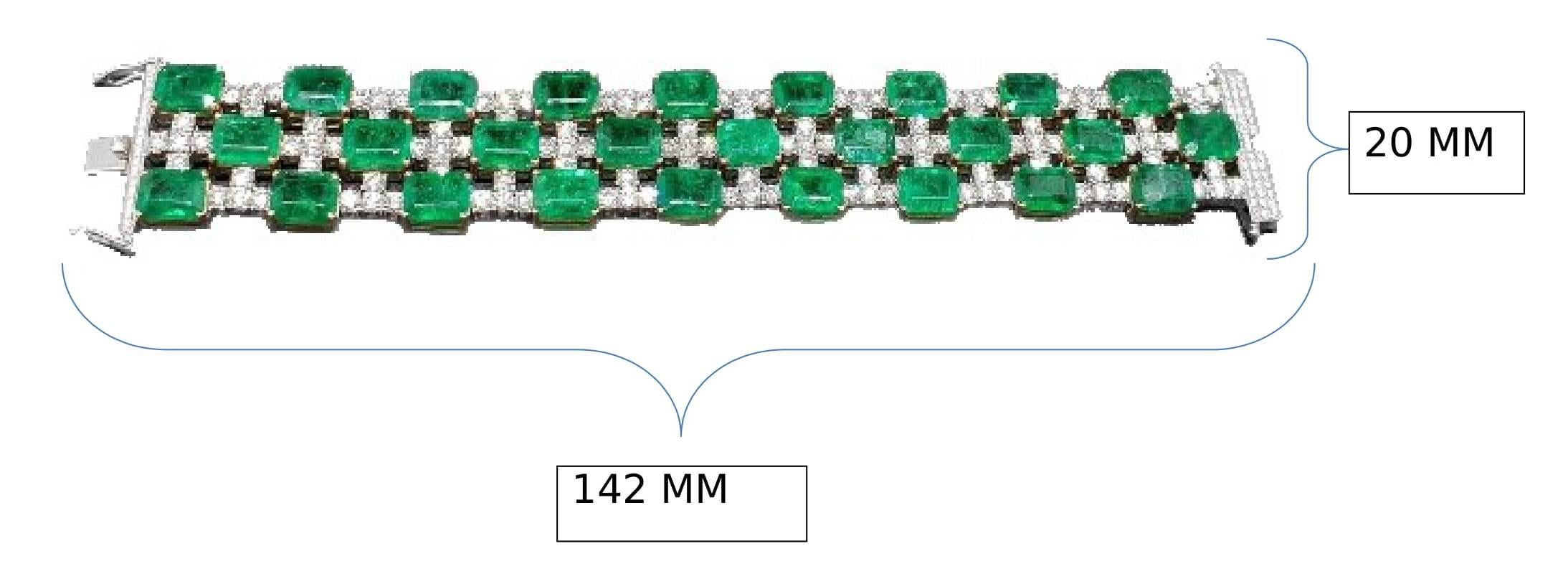 18 Karat Yellow Gold, Emerald and Diamond Lace Bracelet For Sale 2