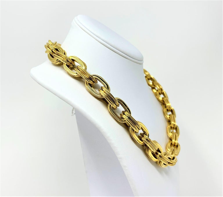 18 Karat Yellow Italian Gold Heavy Double Oval Link OTC Necklace For