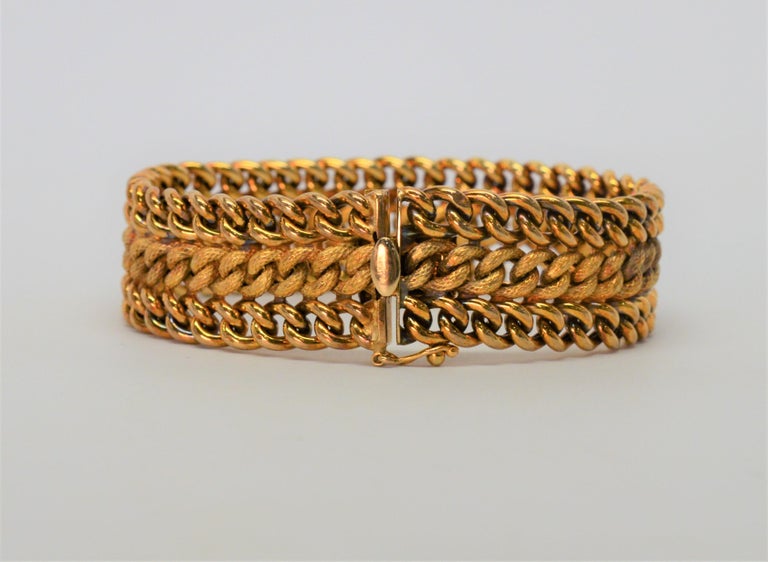 14 Karat Yellow Italian Gold Woven Link Bracelet For Sale at 1stDibs | mens  cuban link bracelet, gold cuban link bracelet, cuban link bracelet