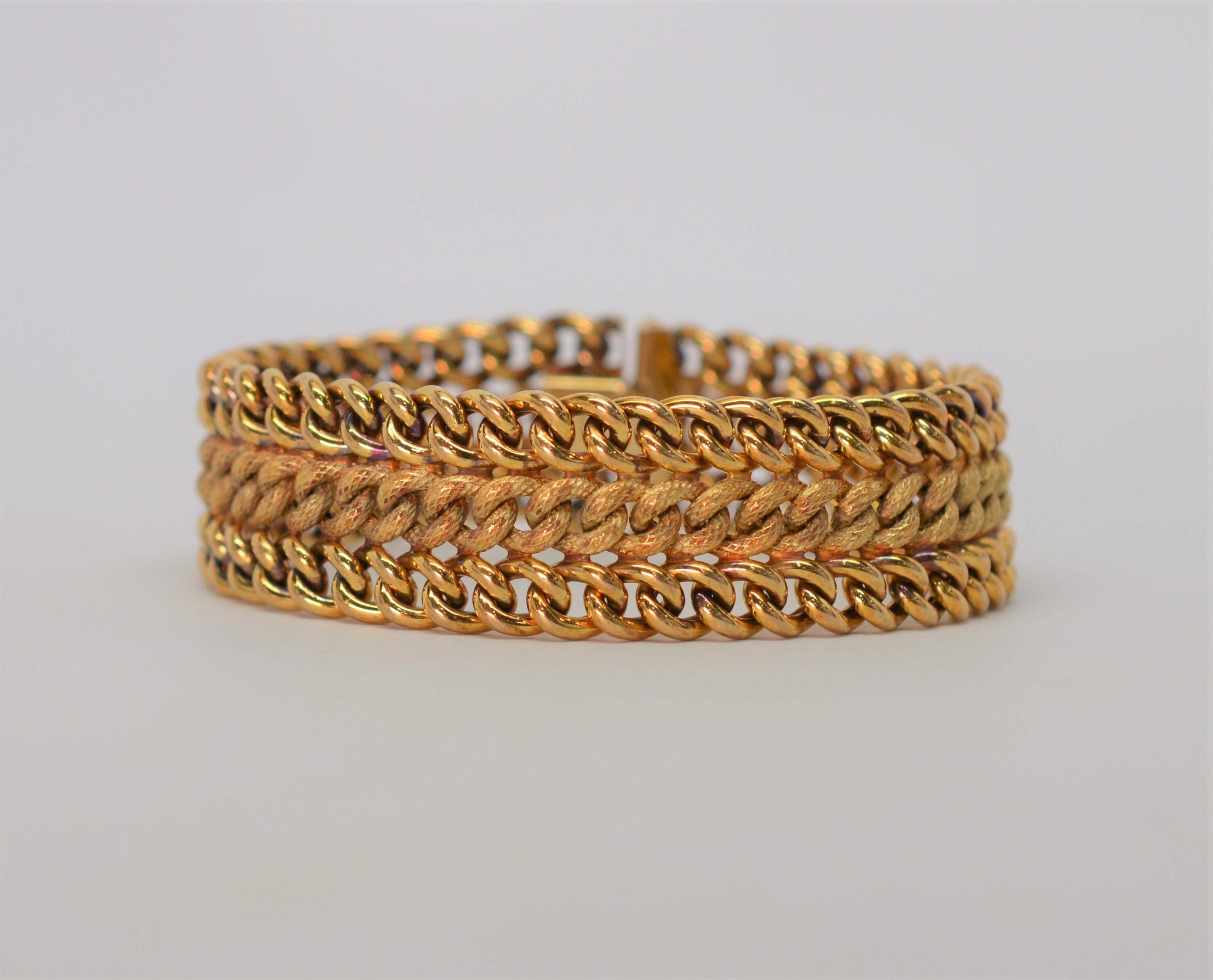 Women's 14 Karat Yellow Italian Gold Woven Chain Link Bracelet