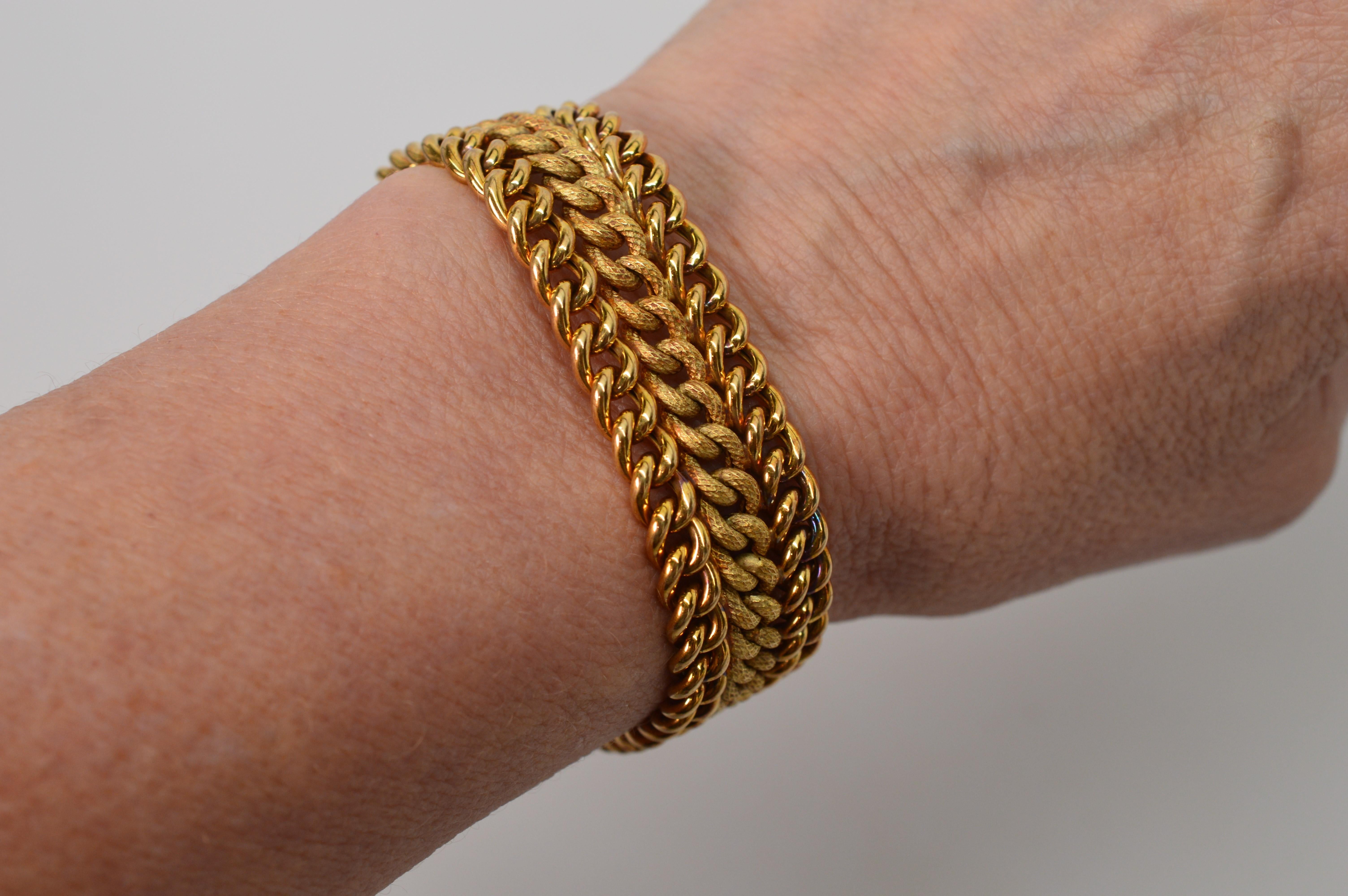 14 Karat Yellow Italian Gold Woven Chain Link Bracelet 1