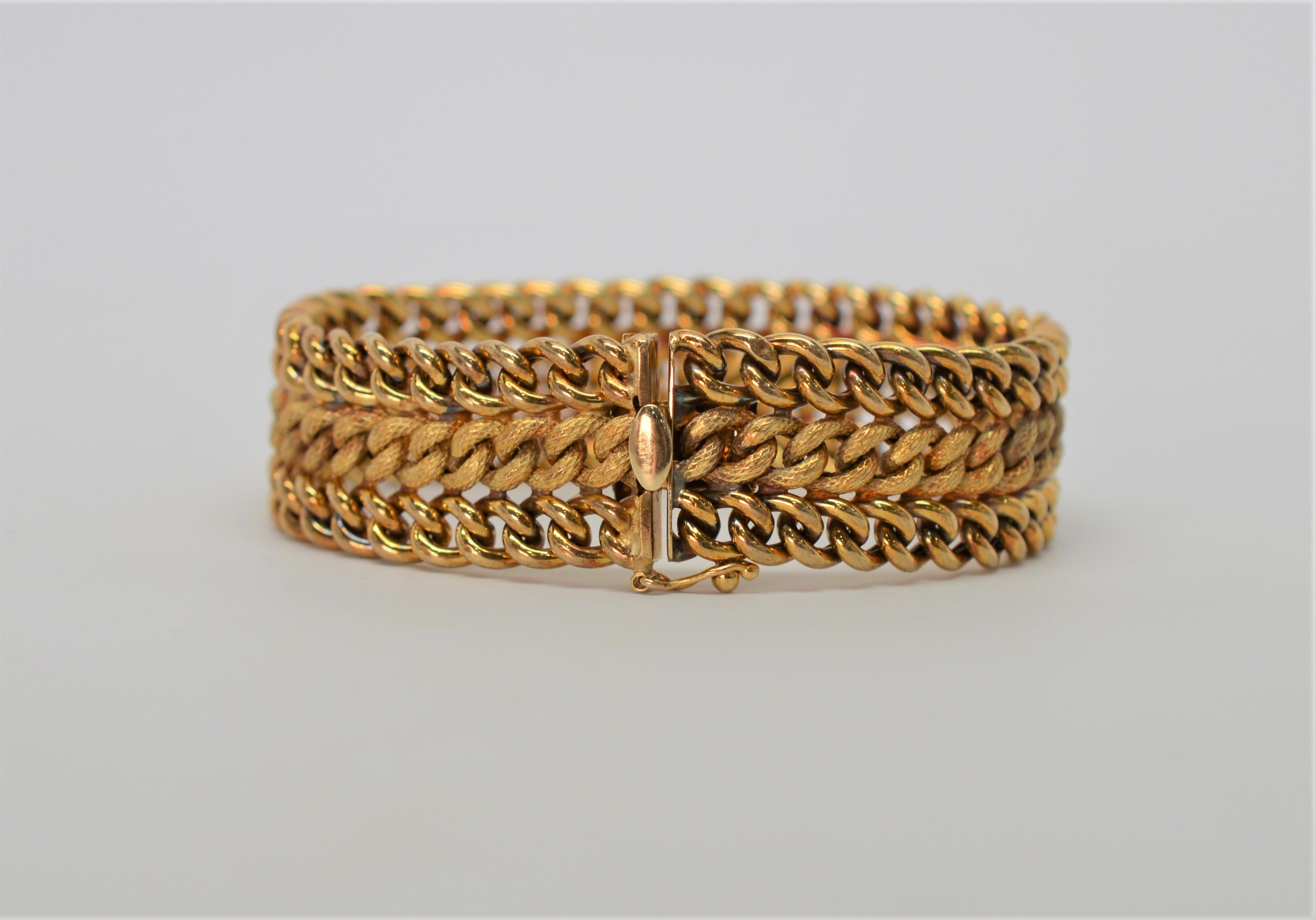 14 Karat Yellow Italian Gold Woven Chain Link Bracelet 2